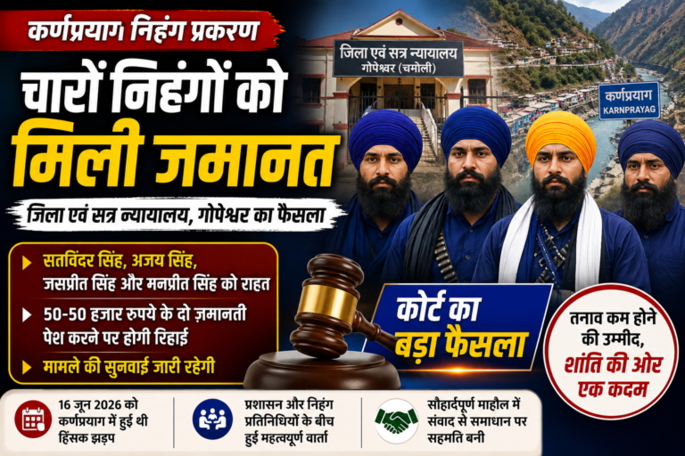 कर्णप्रयाग निहंग प्रकरण में चारों आरोपियों को जमानत, जिला एवं सत्र न्यायालय का बड़ा फैसला